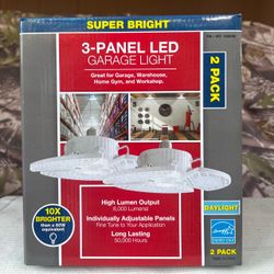 SUPER BRIGHT 3-PANEL LED GARAGE LIGHT…SET OF…TWO!