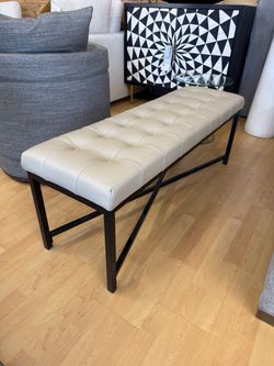 Taupe Leatherette / Black metal bench