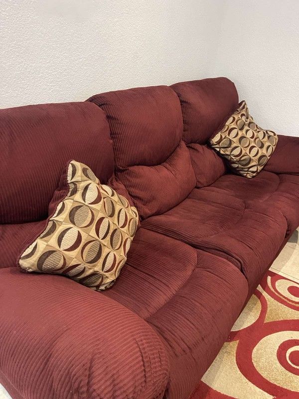 Burgundy Sofa And Love Seat Recliners