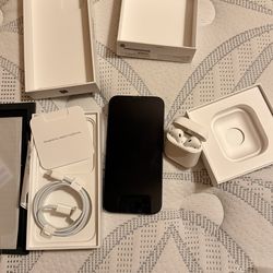 iPhone 14 128GB unlocked with AirPods