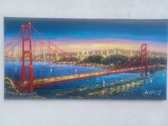 Amazing Panoramic Oil Painting of GOLDEN GATE BRIDGE 