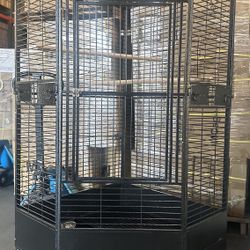 Huge Corner Parrot Bird Cage On Wheels 36” X 36” X 68”H
