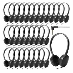 New 30 Pack Wired Headphones, Adjustable On Ear Headphones, Kids Headphones with Stereo, Children Headphones Earbuds for Kids, Boys, Girls, Schools, L