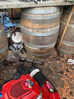 Used Oak Wine Barrel with Metal Bands