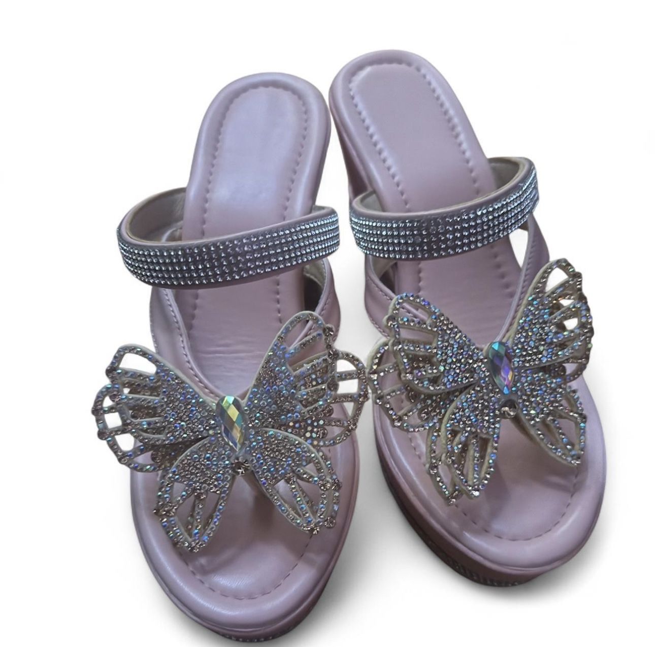 Shein Pink Butterfly Wedge Heels 