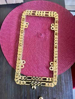 Gold Figaro Chain License Plate Frames