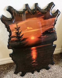 Sunset Painting! Made With Real Wood. 
