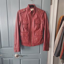 Red Lucky Brand Goat Leather Jacket