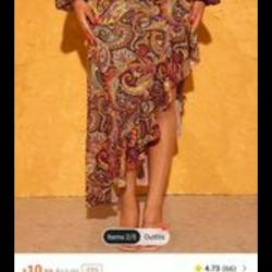 SHEIN SXY Paisley Print Ruffle Trim Skirt
