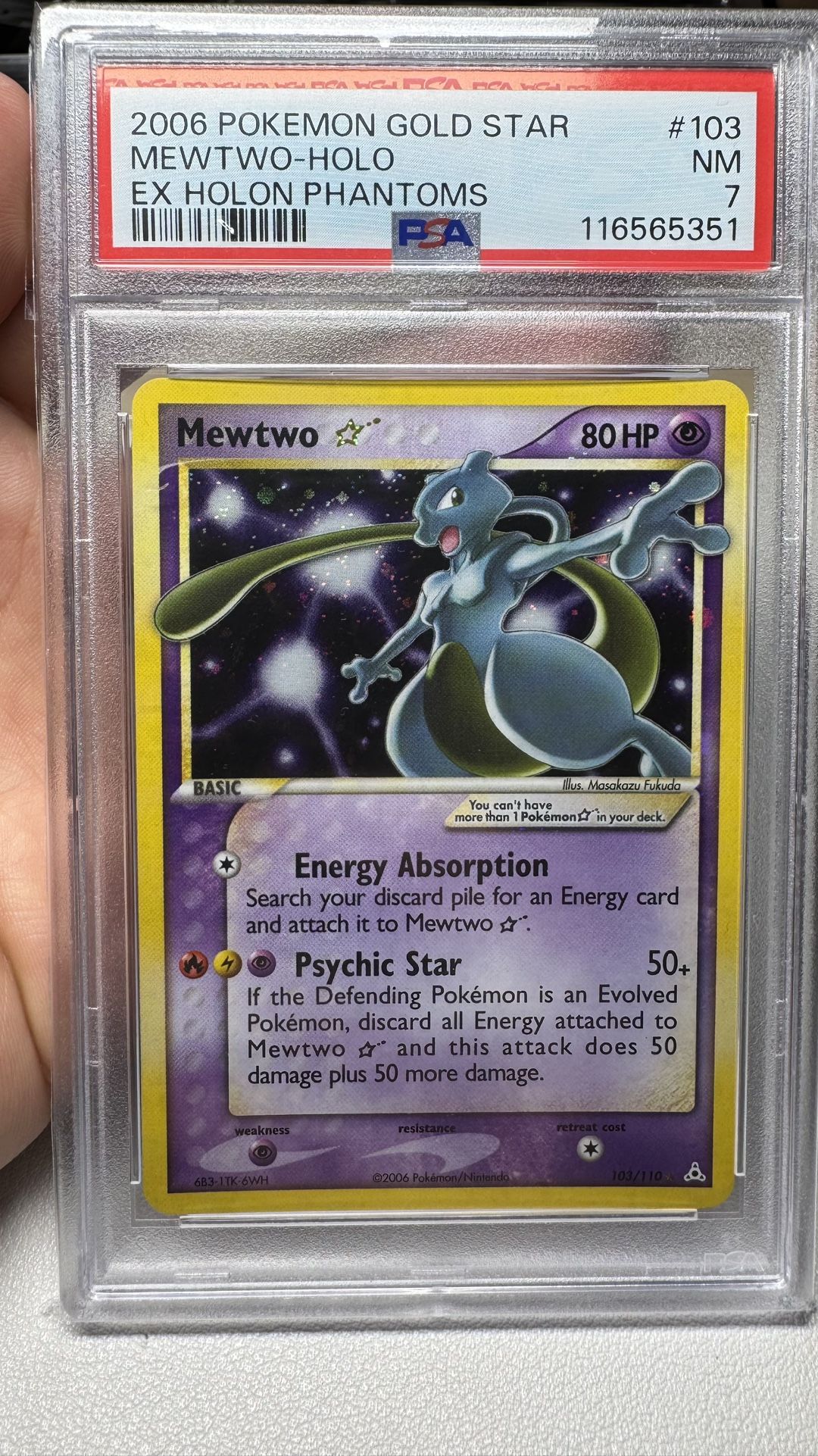 2006 Mewtwo Gold Star PSA7 new cert