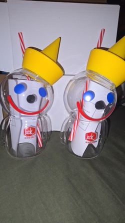 Jack in the box sipper glass cup with straw