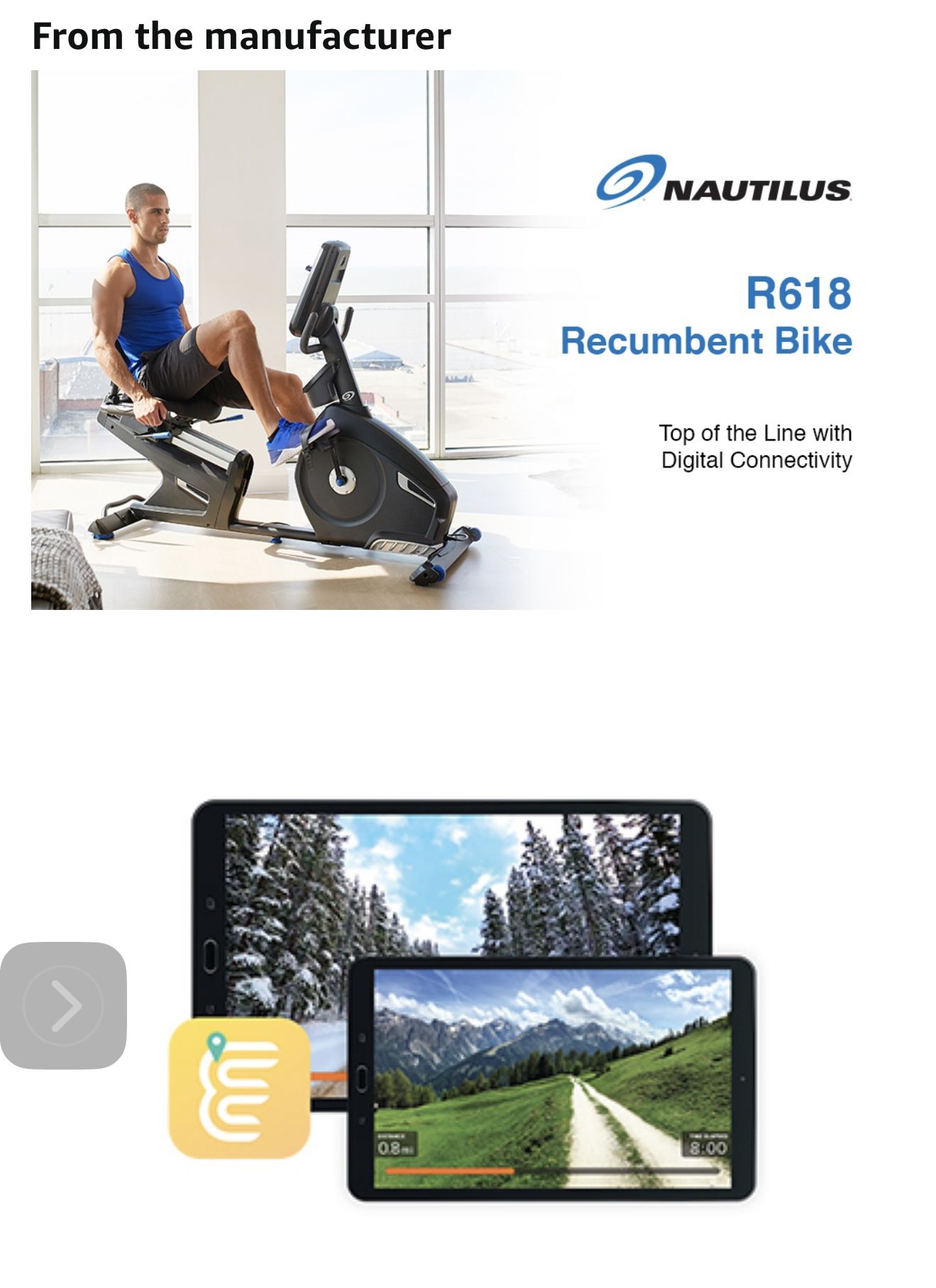 Nautilus Recumbent R 16 Indoor Bike