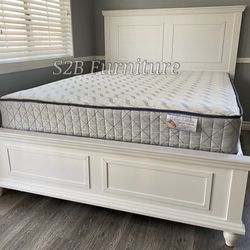 Ck White Alina Bed With Ortho Mattress Included!!