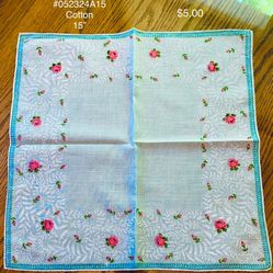 Vintage Printed Cotton Handkerchief 15” #052324A15