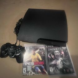 PS3 Slim 320 Gig W Games and Wired Control 