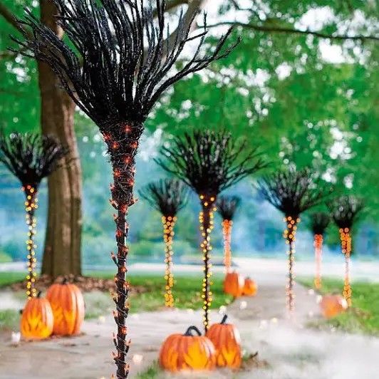 Halloween Pre Lit Broomsticks New Unopened Nox