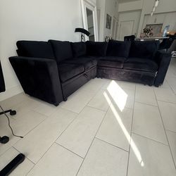 Black Velvet Shaped Couch