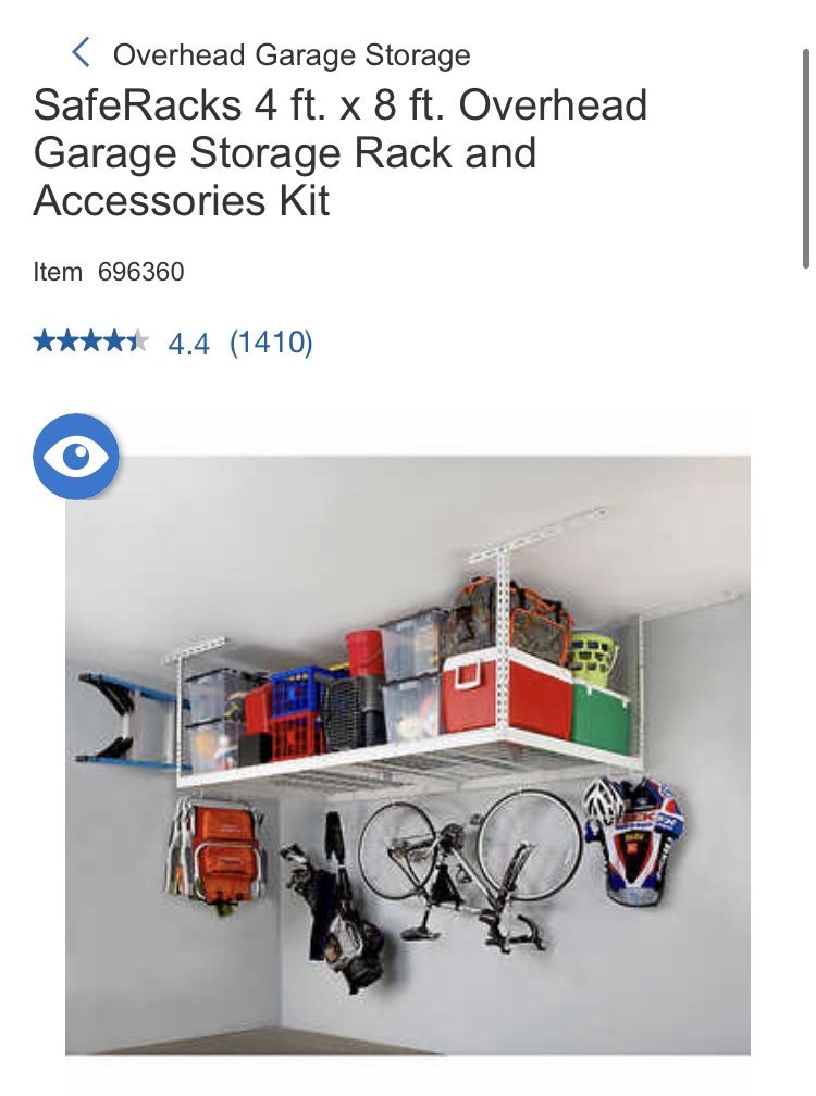 New SafeRacks 4 ft. x 8 ft. Overhead Garage Storage Rack and Accessories Kit