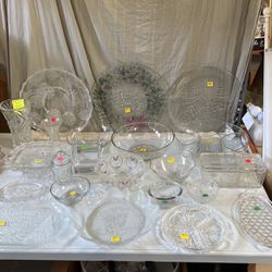 Decorative Vintage Glassware - Serving Trays/Bowls/Candlesticks/Vases