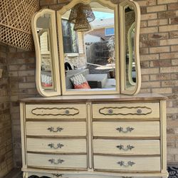 Vintage French Provincial Dresser with Mirror 