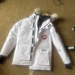 Canada Goose White Expedition Parka Jacket Coat Men’s Medium 