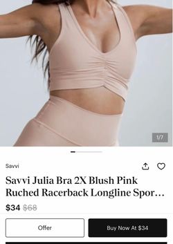 Savvi Pink Ruched Sports Bra