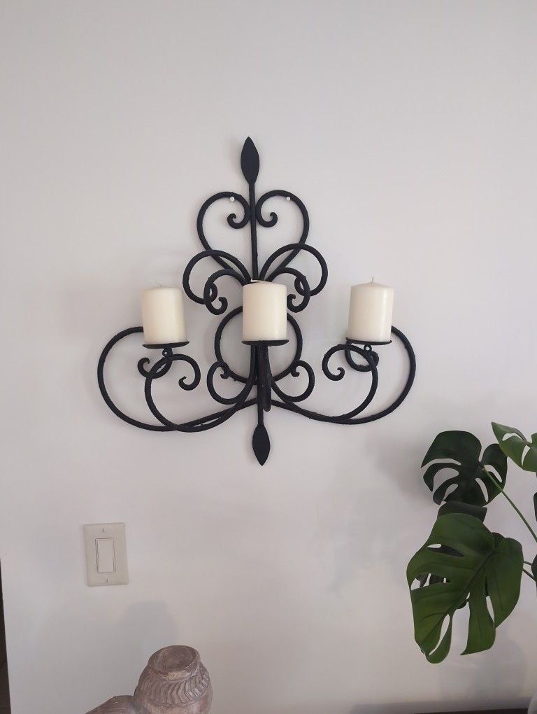Pair Of Beautiful Candle Sconces And matching wine Rack/bay