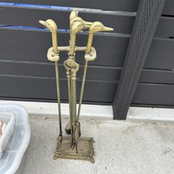 Brass Duck Fireplace Tools 