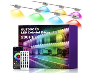 200FT Permanent Outdoor Lights with 100 LEDs - Smart RGB+IC with 16 Million DIY Colors, IP67 Waterproof, App & Remote Control, Hundreds of Dynamic & S