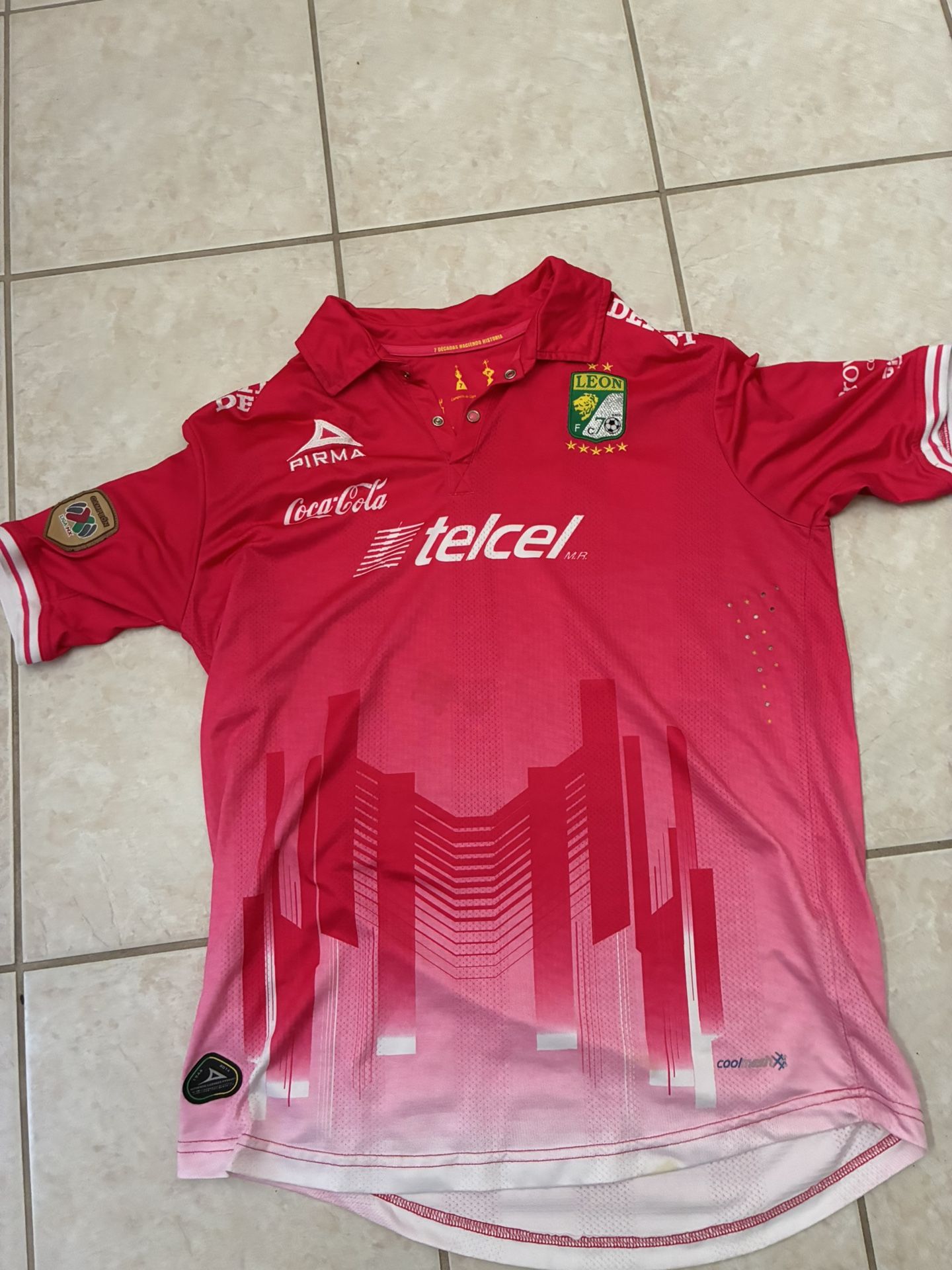 Club Leon Pirma 2014 Away Pink Soccer Jersey Camisa Men’s Size 2XL Liga MX