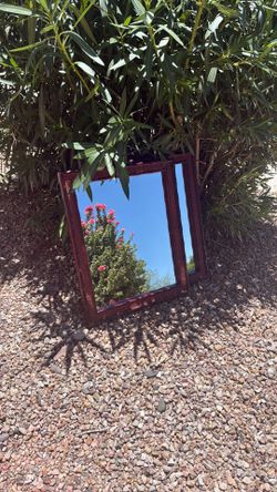 Two solid wood bamboo basket weave cherry wood Mirrors