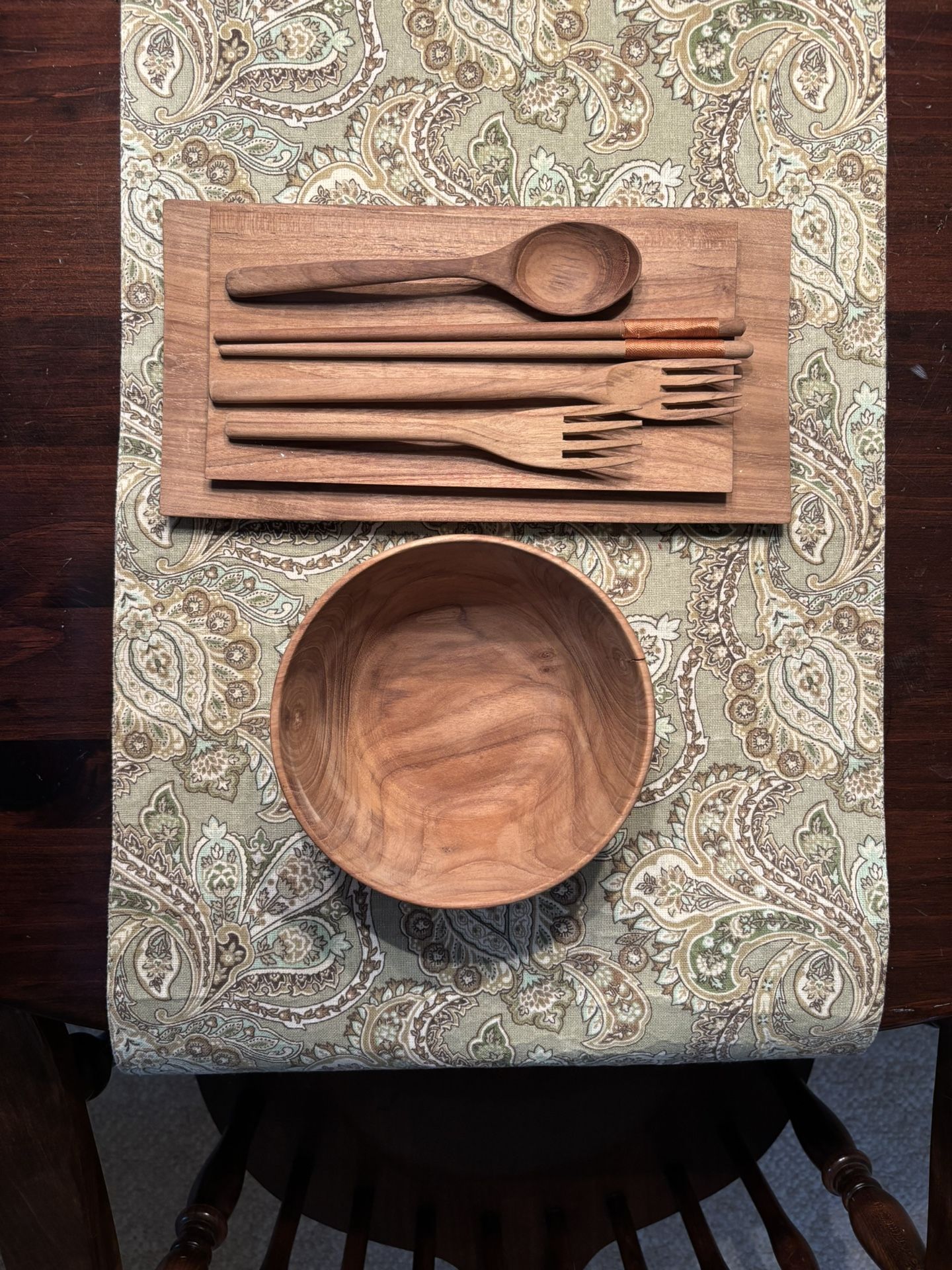 NEW IN BOX Teak Sushi Place Setting