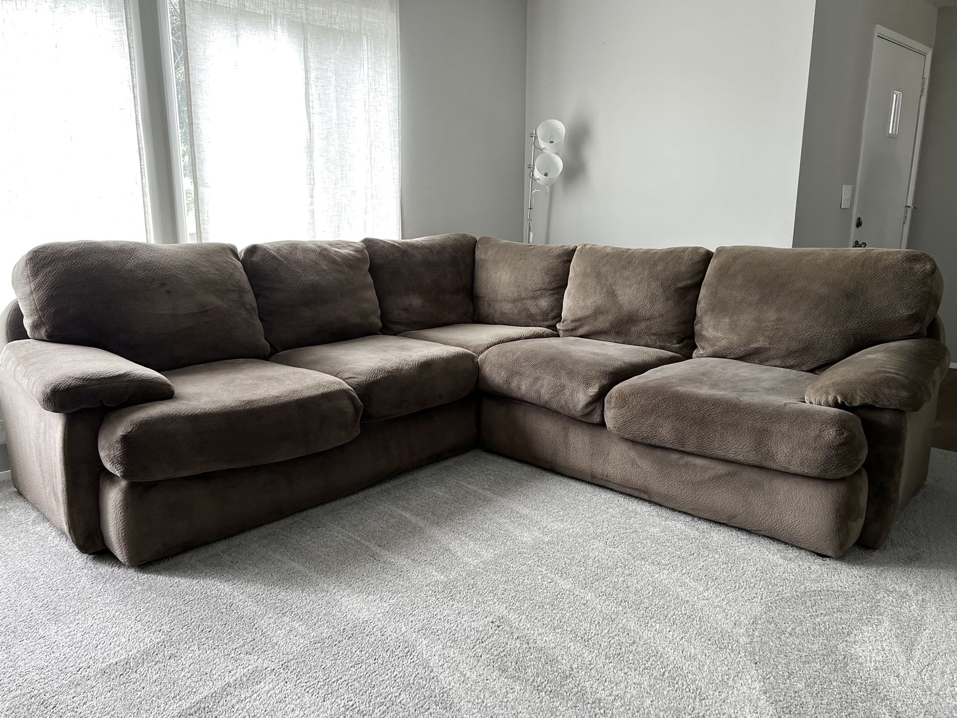 Large Brown Sectional Couch - FREE DELIVERY
