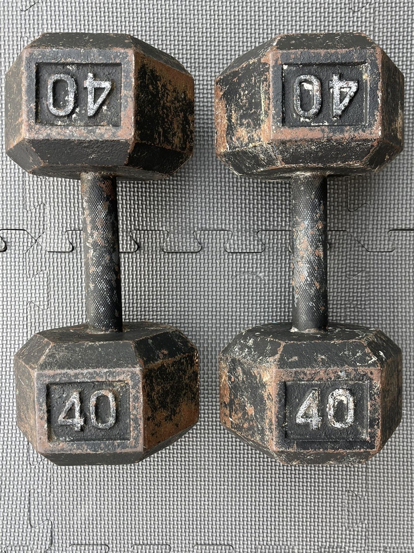 DUMBBELLS WEIGHTS DUMBELLS HEX IRON CAST CURL PAIR 40LB 40 POUNDS