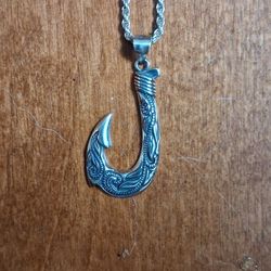 Two Seperate 22 Inch 925 Sterling Silver Rope Chain With Hook Pendant