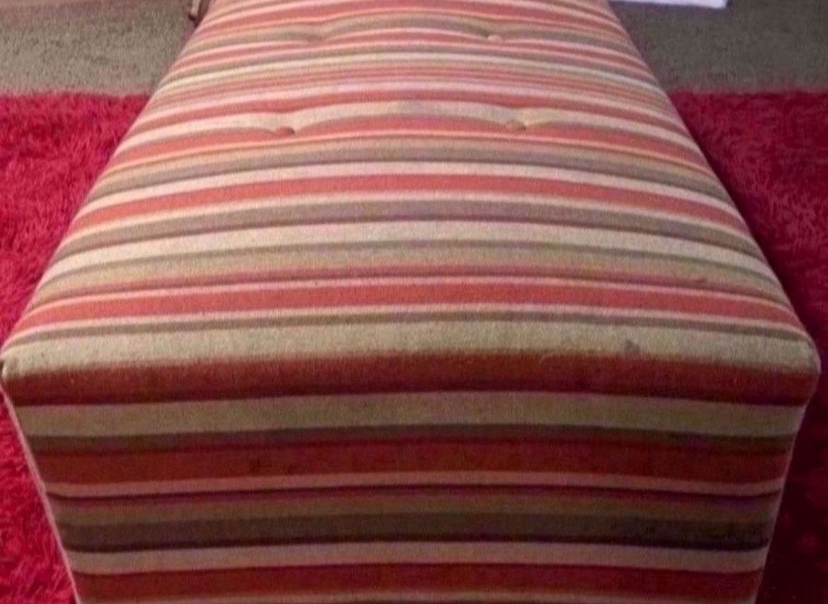 Red Green Tan and Brown Multi-colored Striped Couch Bench
