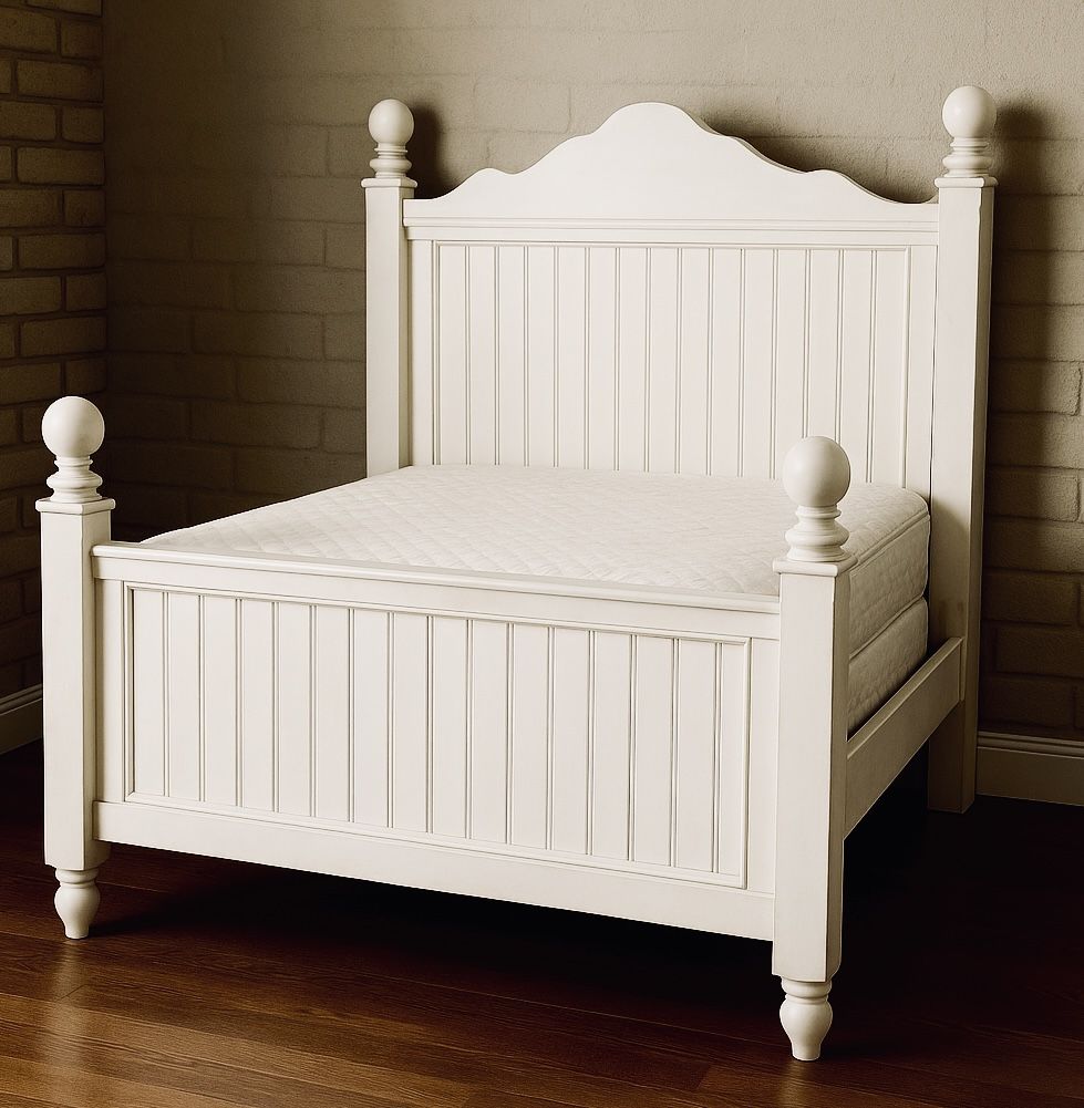 Off White Arch Beadboard Twin Bed