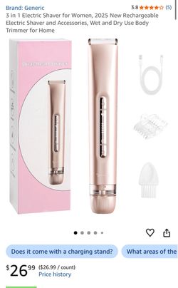 3 in 1 Electric Shaver for Women, 2025 New Rechargeable Electric Shaver and Accessories,