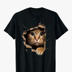 Men's Gildan  Animal Print Cat Shirt Black