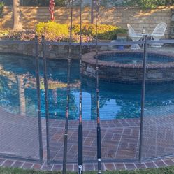 THREE PENN Saltwater Fishing Rods that are from 6'6"-8'0" and range from 15-50 lb range.