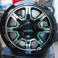 4 New Gloss Black with Diamond Cut Face 16X8 Ultra Rims *6X5.5* *-6MM Offset*