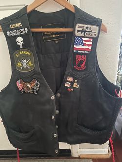 XL 💯 leather biker vest