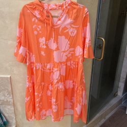 Oversized Orange & Pink Dress - L