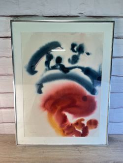 Original MCM Signed Watercolor Abstract Art Robertson