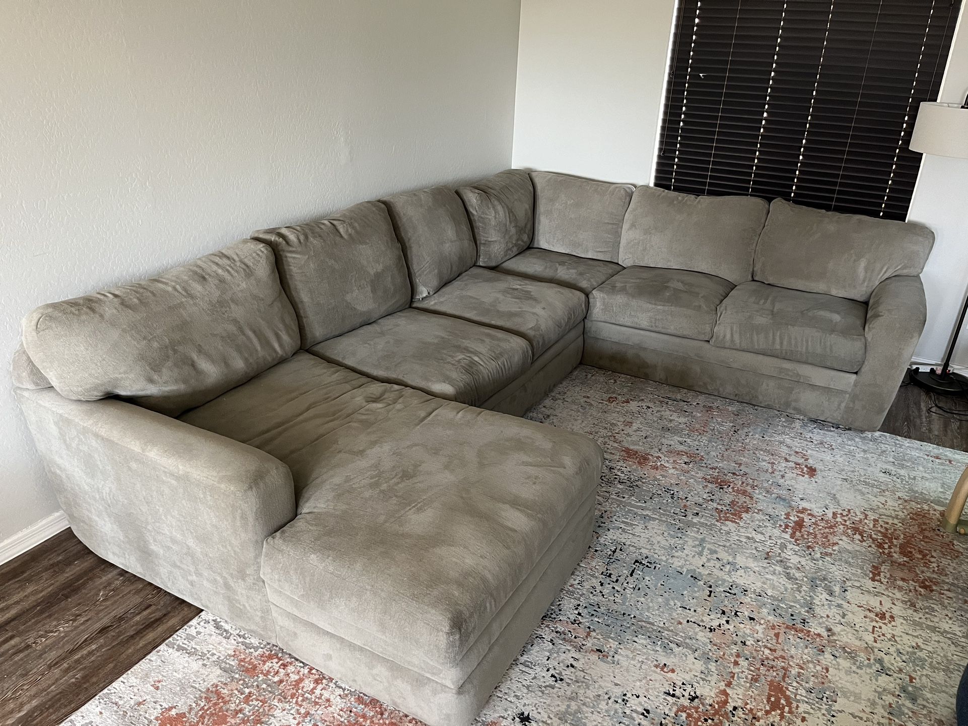 Large Gray Chaise Sectional For Sale
