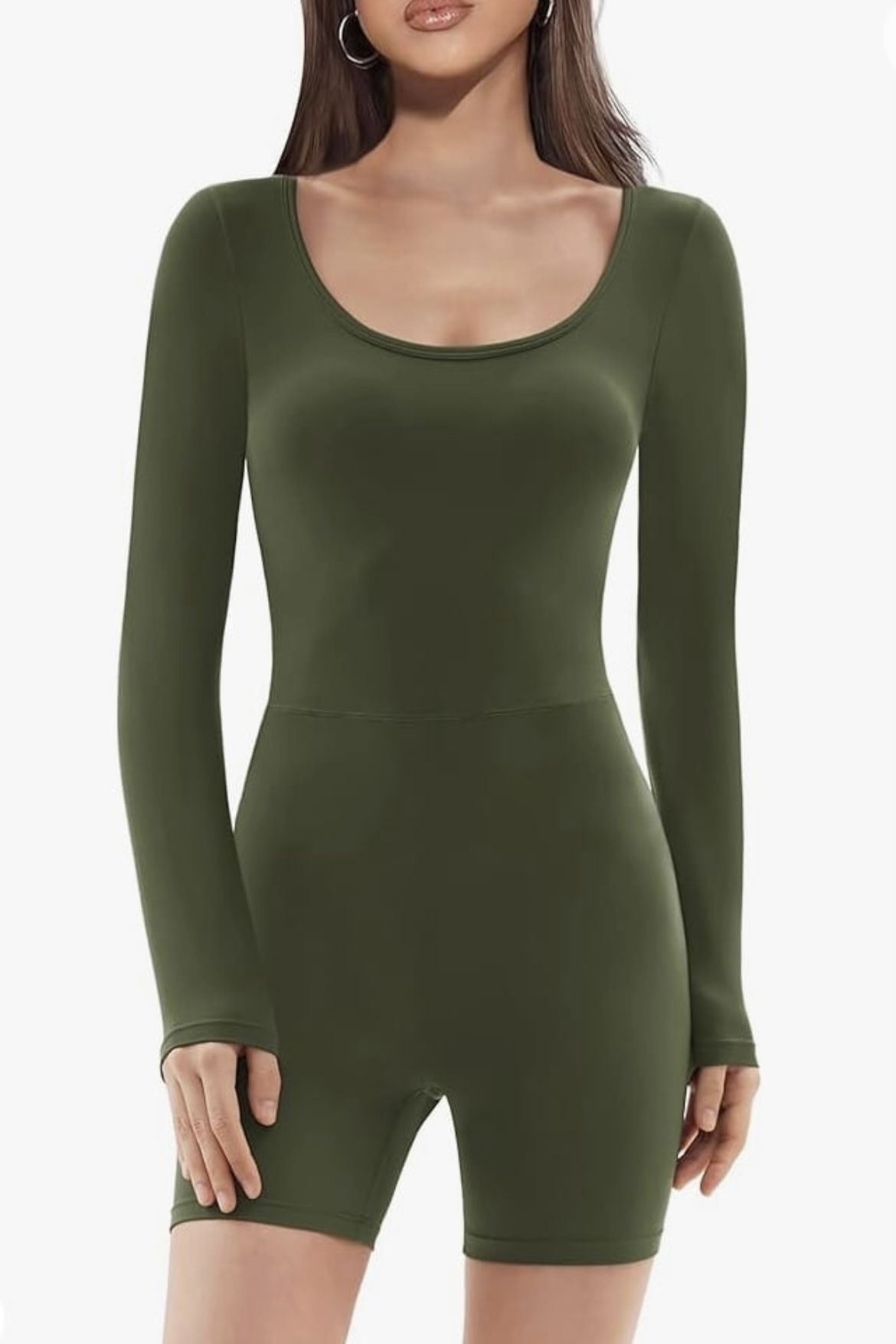 Long Sleeve green yoga romper jumpsuit size XXL. (H)
