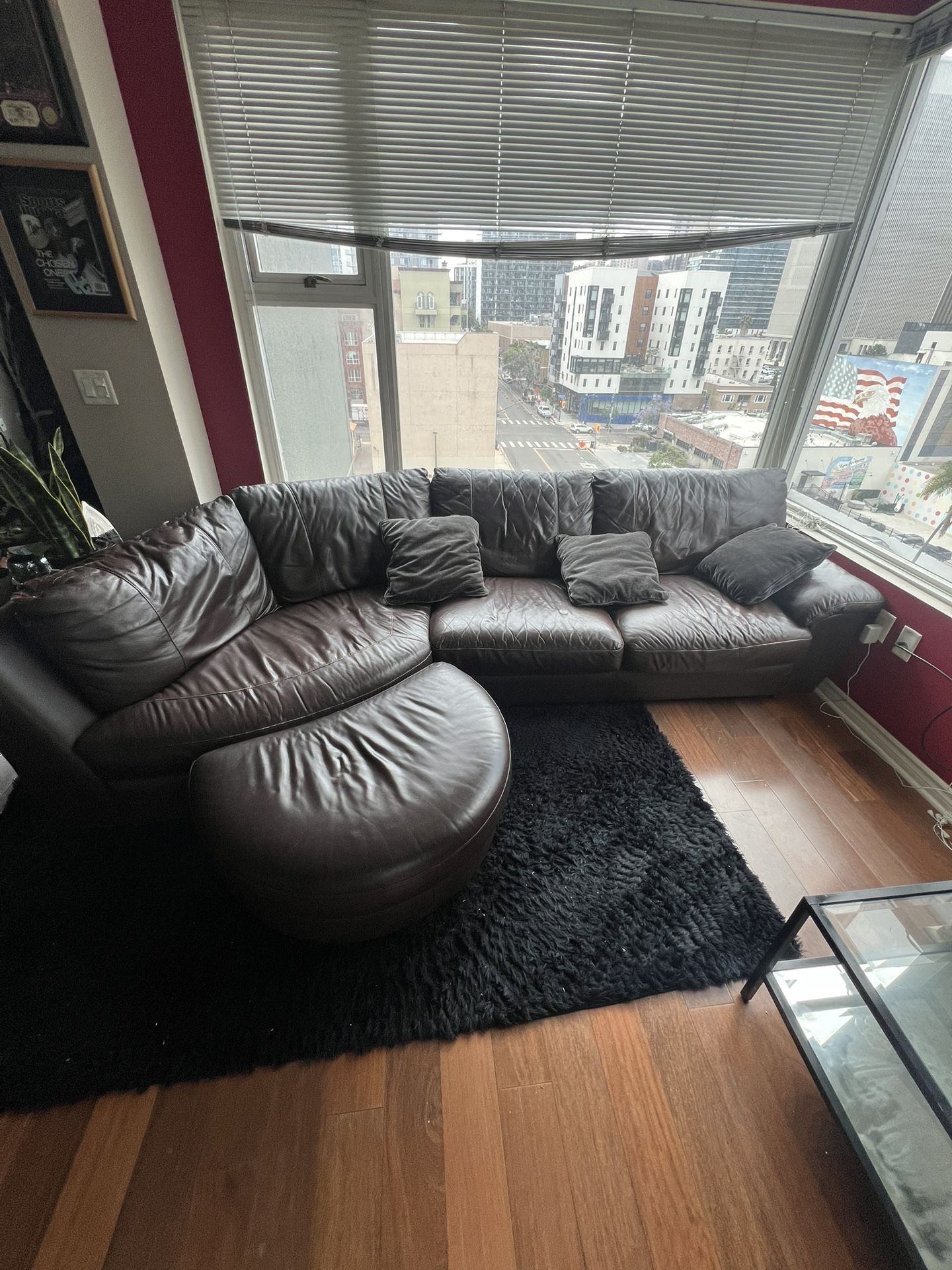 Curved Leather Sectional w/ Ottoman – $200 OBO – Must Pickup