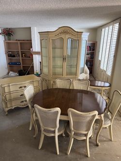 French Provincial Dining Set with China Cabinet