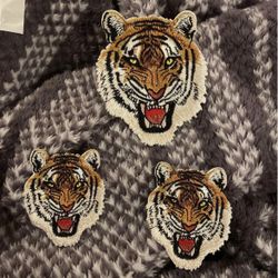 3x Tigers  decorating iron on sticker clothing Patch