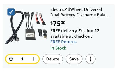 Universal Dual Battery Discharge Balancer Kit (20A)(Bullet, T-Plug, XT60) for 500W and 750W E-Bike (Max Current 20Amp)